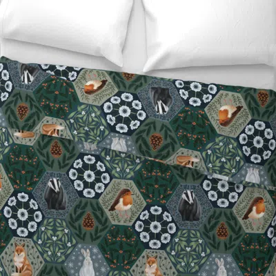 Spoonflower Winter Patchwork King Pillow Sham In Green