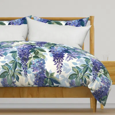 Spoonflower Wisteria Blooms In Blue Violet Duvet Cover
