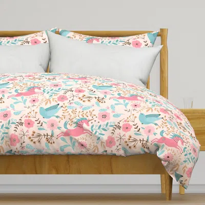 Spoonflower Wonder-garden Blush Duvet Cover