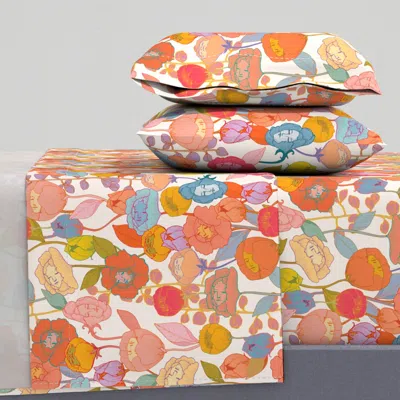 Spoonflower Wonderland Flowers Ivory Large Full Sheet Set