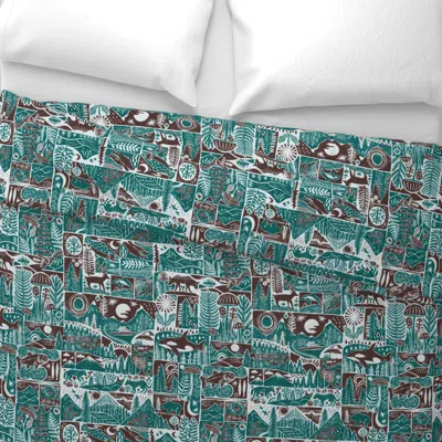Spoonflower Woodblock Print Northwest Nature Wide Cotton Sateen 3.5 oz 26" X 20" Standard Knife Edge