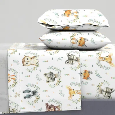 Spoonflower Woodland Animals Baby Nursery Fabric- Style A Larger Scale Full Sheet Set