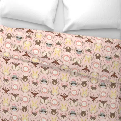 Spoonflower Woodland Faces/ Racoon Fox Bunny Deer/ Nursery Woodland Animals Euro Pillow Sham