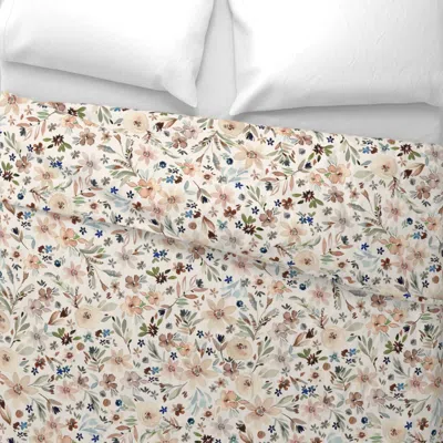 Spoonflower Woodland Floral Watercolor Wide Cotton Sateen 3.5 oz 26" X 20" Standard Knife Edge