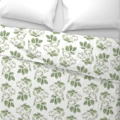 Spoonflower Woodland Rose Sage Euro Pillow Sham