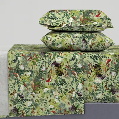Spoonflower Woodland Wonderland Full Sheet Set In Green