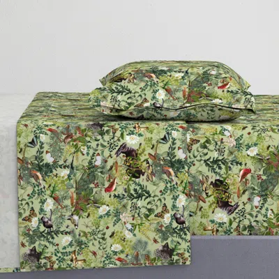 Spoonflower Woodland Wonderland Twin Sheet Set In Green