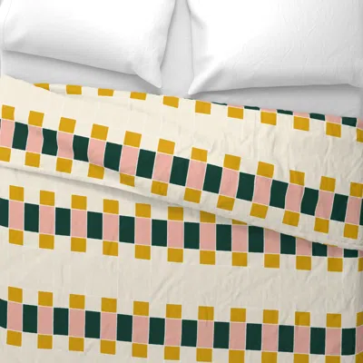 Spoonflower Xl Modern Geometric Kitchen Backsplash - Forest Green & Coral & Yellow King Pillow Sham