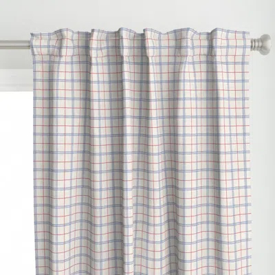 Spoonflower Yankee Doodle Plaid White Curtain Panel