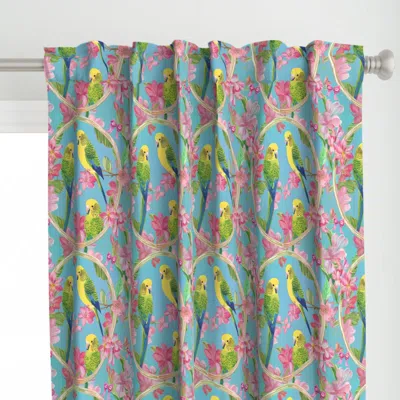 Spoonflower Yellow And Green Parrots Curtain Panel