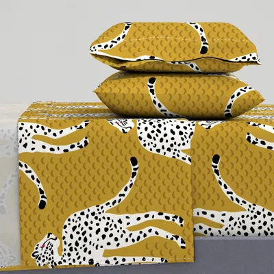 Spoonflower Yellow Leopard Luxe King Sheet Set
