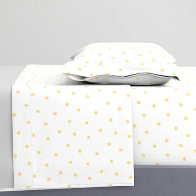 Spoonflower Yellow Polka Dot Pattern Minimalist Pastel Dot Fabric Twin Sheet Set