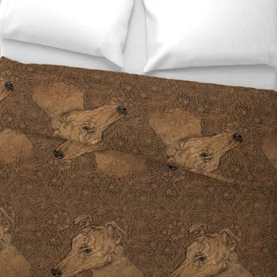 Spoonflower Yumi The Greyhound On Morris Marigolds King Pillow Sham In Brown