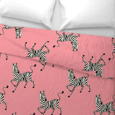 Spoonflower Zeb Pink Bw Wide Cotton Sateen 3.5 oz 26" X 20" Standard Knife Edge