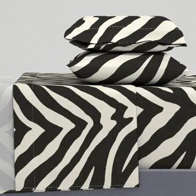 Spoonflower Zebra // Black And Tint Cal King Sheet Set