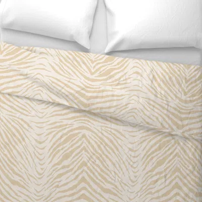 Spoonflower Zebra Print Beige Light Cream Large Wide Cotton Sateen 3.5 oz 30" X 24" Standard Flanged In Neutral