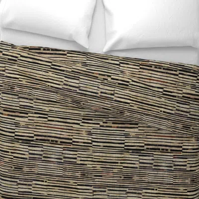 Spoonflower Zebra Tribal Stripe Stagger Bw Wide Cotton Sateen 3.5 oz 26" X 20" Standard Knife Edge