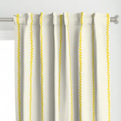 Spoonflower Zigzag Ikat Wavy Stripe Curtain Panel In White