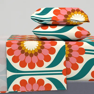 Spoonflower Zinnia Vibes - Jumbo Queen Sheet Set
