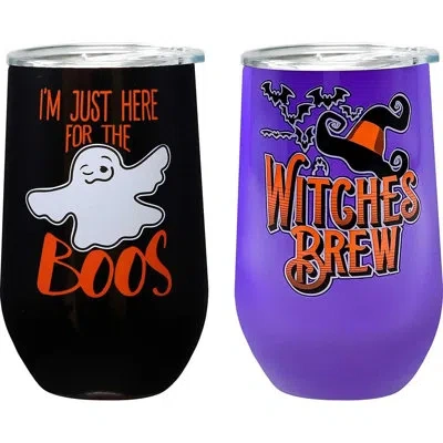 Spoontiques 16oz. Insulated Stainless Steel Wine Tumbler In Black,purple