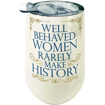 Spoontiques 16oz. Insulated Stainless Steel Wine Tumbler In Cream,navy Blue