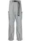 Spoonyard Belted Tapered Cargo Trousers In Grey