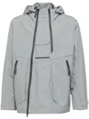 Spoonyard Concealed Hood Long-sleeves Windbreaker In Grey