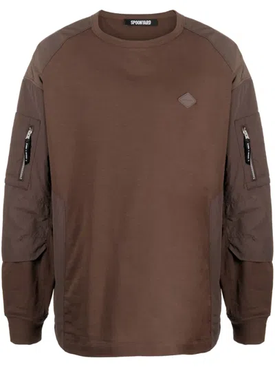 Spoonyard Crew-neck Cotton Sweatshirt In Brown