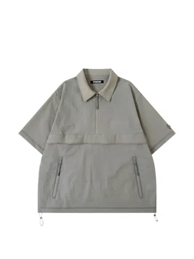 Spoonyard Half-zip Short-sleeve Polo Shirt In Gray