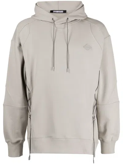 Spoonyard Lace-up Cotton Hoodie In Neutrals