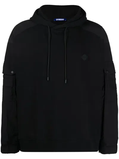 Spoonyard Logo-patch Panelled Hoodie In Black