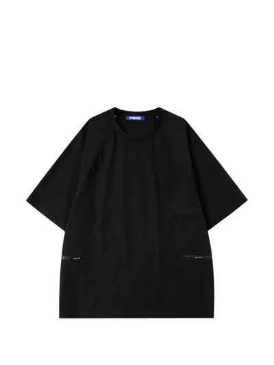 Spoonyard Raglan-sleeve Zip-pocket T-shirt In Black
