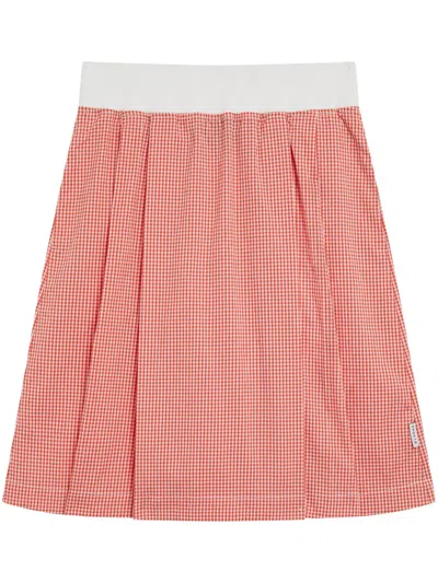 Sport B. By Agnès B. Check-pattern Pleated Skirt In Orange