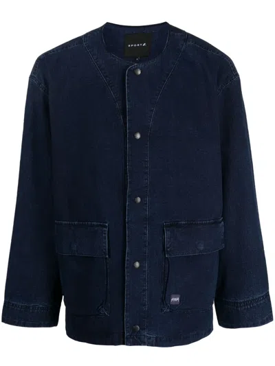 Sport B. By Agnès B. Collarless Button-up Jacket In Blue