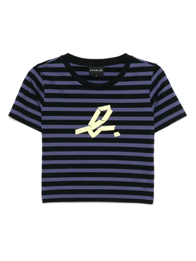 Sport B. By Agnès B. Crop Stripe T-shirt In Black