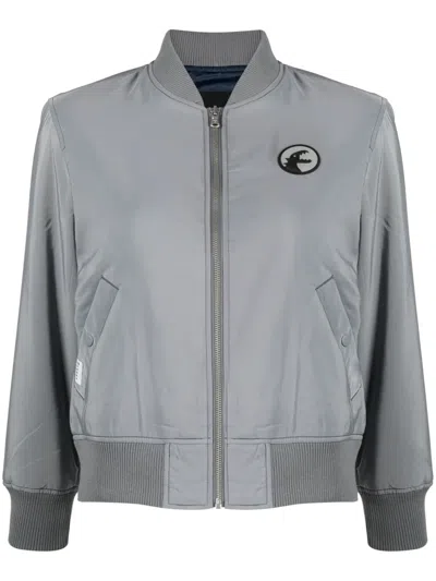 Sport B. By Agnès B. Dino Badge Zip-up Bomber Jacket In Grey