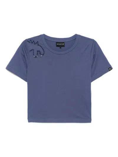 Sport B. By Agnès B. Dino Open Embroidery Tee In Purple