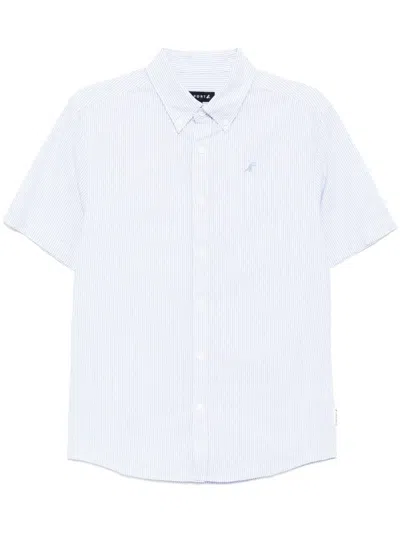 Sport B. By Agnès B. Dinosaur-embroidered Striped Shirt In Blue