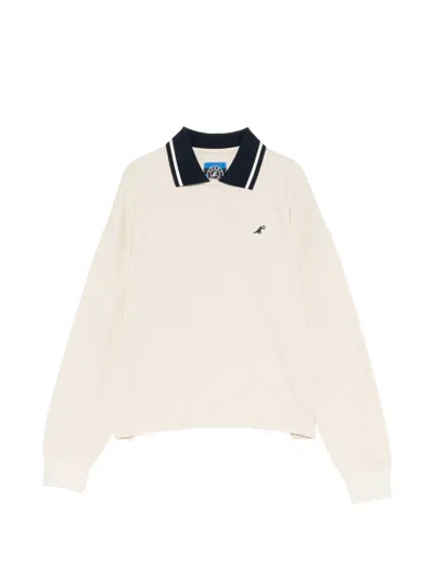 Sport B. By Agnès B. Dinosaur-embroidered Long-sleeves Polo Shirt In Neutral
