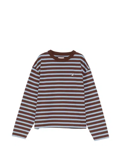 Sport B. By Agnès B. Dinosaur-embroidered Striped T-shirt In Brown