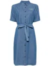 Sport B. By Agnès B. Embroidered Detail Belted Buttoned Dress In Blau