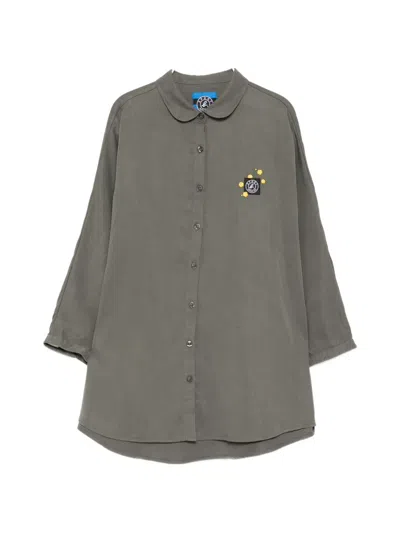 Sport B. By Agnès B. Flower Embroidered Cape Shirt In Gray