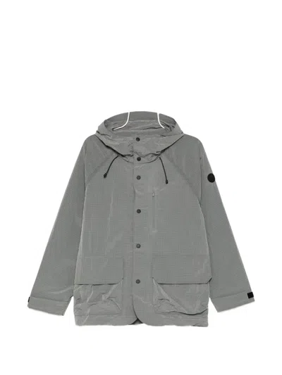 Sport B. By Agnès B. Hooded Grid-pattern Jacket In Gray