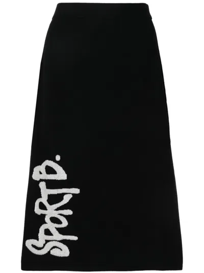 Sport B. By Agnès B. Intarsia-knit Logo High-waisted Skirt In Black