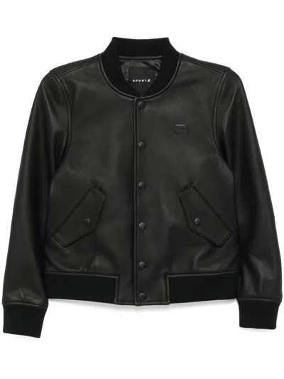 Sport B. By Agnès B. Leather Bomber Jacket In Black