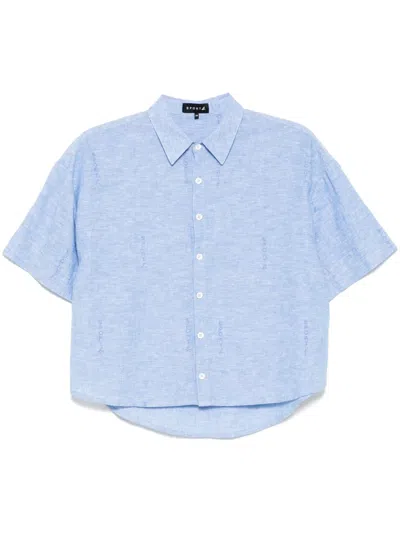 Sport B. By Agnès B. Logo Allover Print Poplin Shirt In Blue