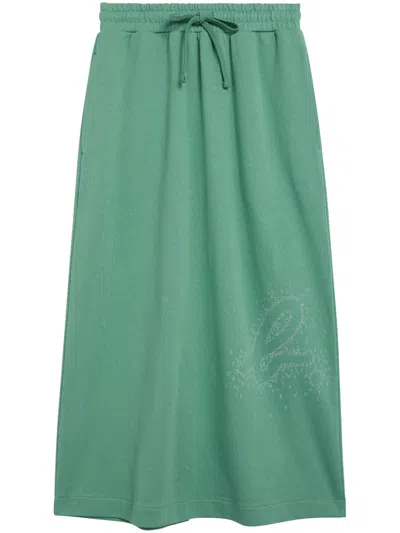 Sport B. By Agnès B. Logo-embellished Cotton Midi Skirt In Green