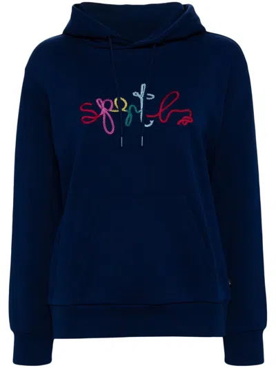 Sport B. By Agnès B. Logo-embroidered Hoodie In Blue