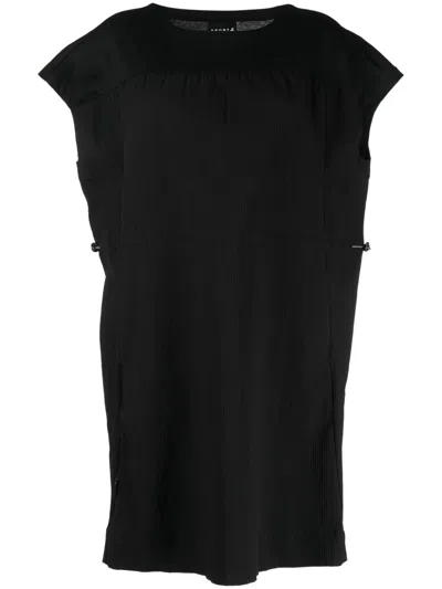 Sport B. By Agnès B. Logo-embroidered Pleated Dress In Black