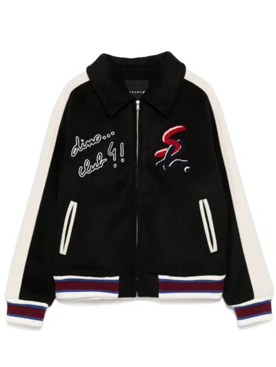 Sport B. By Agnès B. Logo Patch Bomber Jacket In Black